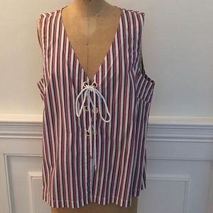 Trina Turk Red White & Blue Stripe Top - XL
